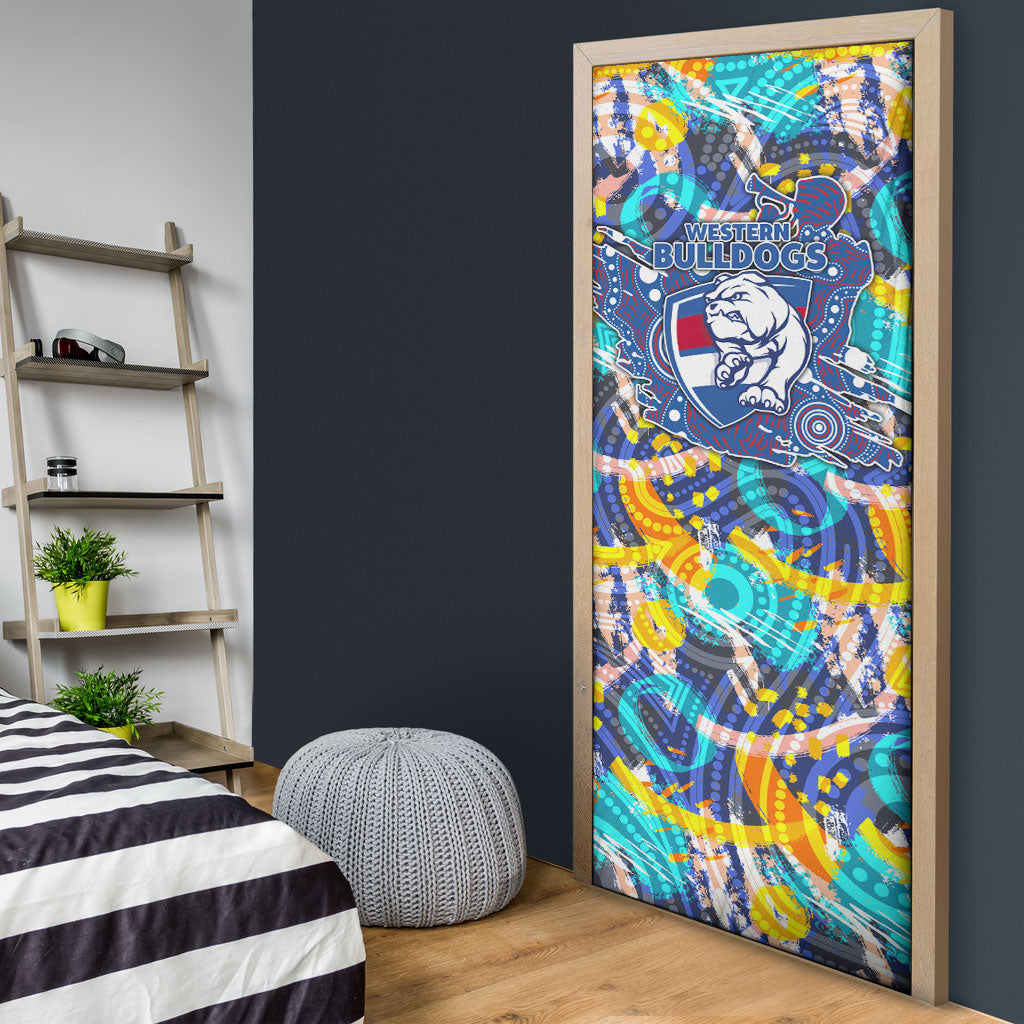 Western Bulldogs ANZAC Day Door Cover Aboriginal Dot Art Indigenous Australian Cultural