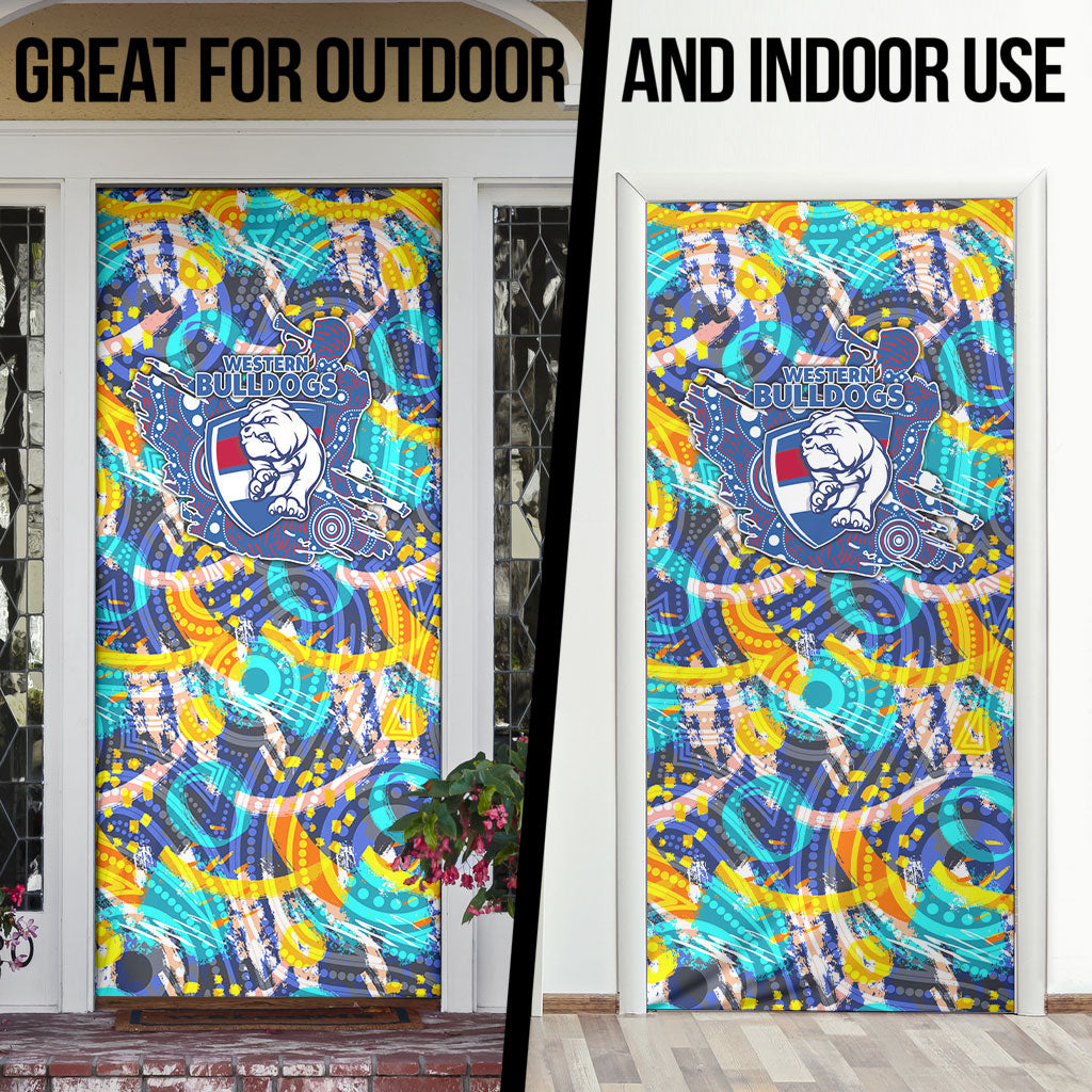 Western Bulldogs ANZAC Day Door Cover Aboriginal Dot Art Indigenous Australian Cultural