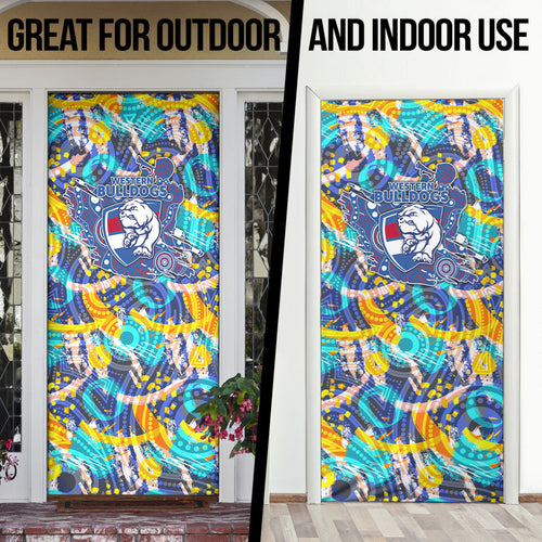 Western Bulldogs ANZAC Day Door Cover Aboriginal Dot Art Indigenous Australian Cultural