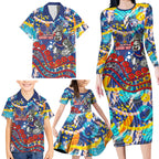 Western Bulldogs ANZAC Day Family Matching Long Sleeve Bodycon Dress and Hawaiian Shirt Aboriginal Dot Art Indigenous Australian Cultural