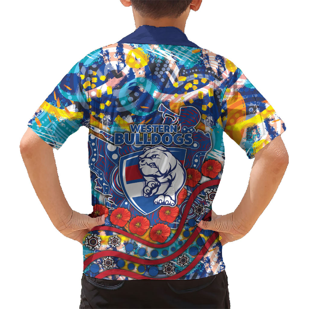 Western Bulldogs ANZAC Day Family Matching Long Sleeve Bodycon Dress and Hawaiian Shirt Aboriginal Dot Art Indigenous Australian Cultural