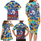 Western Bulldogs ANZAC Day Family Matching Long Sleeve Bodycon Dress and Hawaiian Shirt Aboriginal Dot Art Indigenous Australian Cultural
