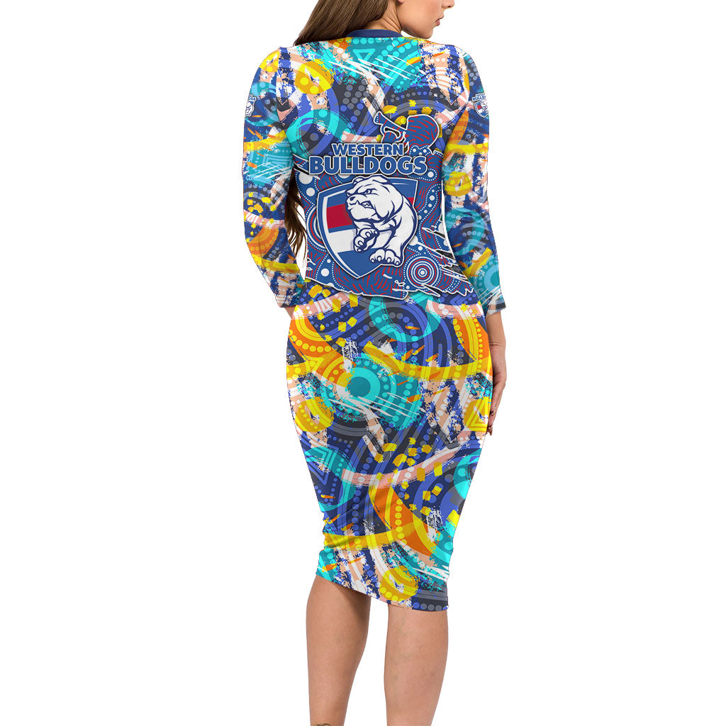 Western Bulldogs ANZAC Day Family Matching Long Sleeve Bodycon Dress and Hawaiian Shirt Aboriginal Dot Art Indigenous Australian Cultural