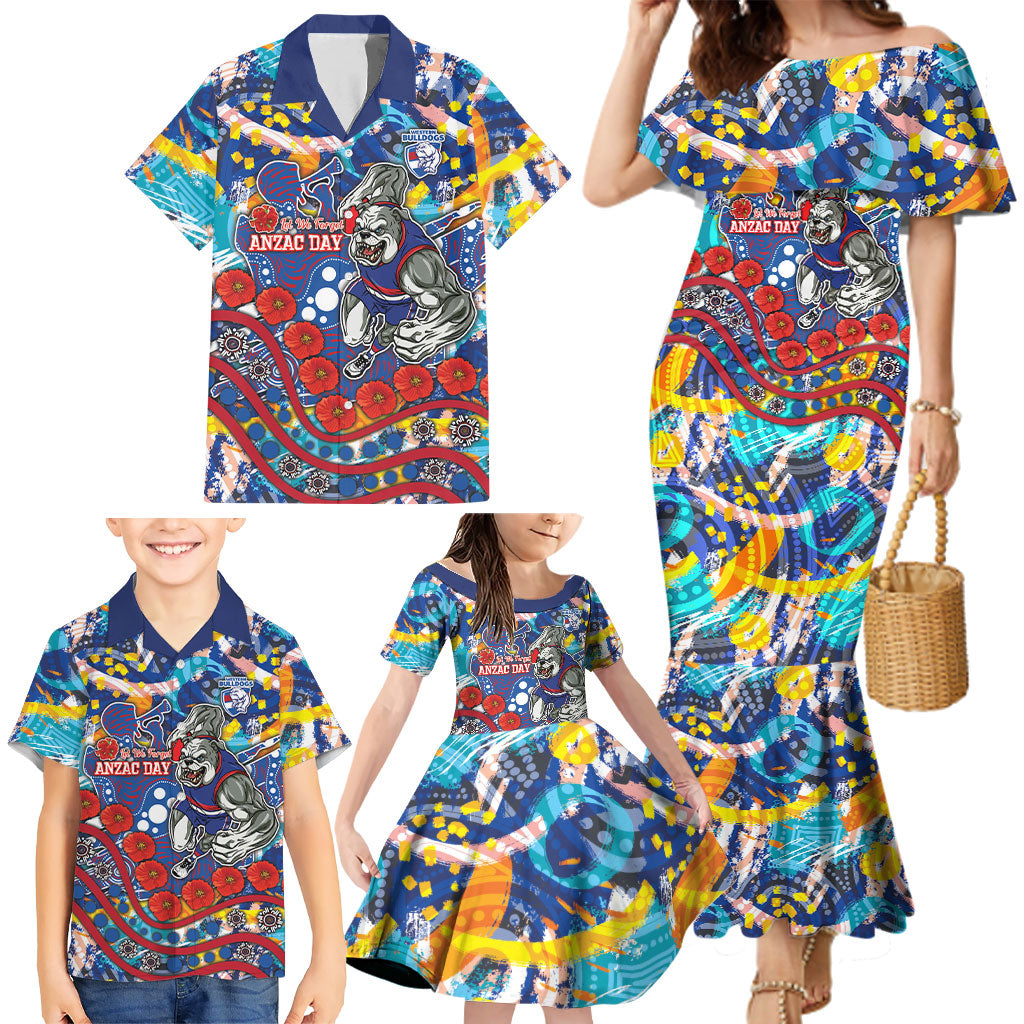 Western Bulldogs ANZAC Day Family Matching Mermaid Dress and Hawaiian Shirt Aboriginal Dot Art Indigenous Australian Cultural
