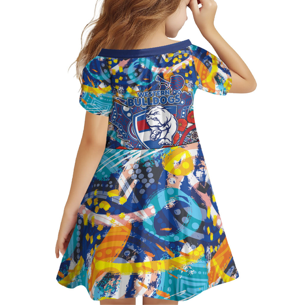Western Bulldogs ANZAC Day Family Matching Off Shoulder Maxi Dress and Hawaiian Shirt Aboriginal Dot Art Indigenous Australian Cultural