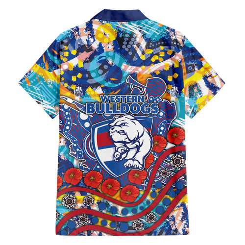 Western Bulldogs ANZAC Day Family Matching Off Shoulder Maxi Dress and Hawaiian Shirt Aboriginal Dot Art Indigenous Australian Cultural