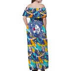 Western Bulldogs ANZAC Day Family Matching Off Shoulder Maxi Dress and Hawaiian Shirt Aboriginal Dot Art Indigenous Australian Cultural