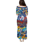 Western Bulldogs ANZAC Day Family Matching Puletasi and Hawaiian Shirt Aboriginal Dot Art Indigenous Australian Cultural
