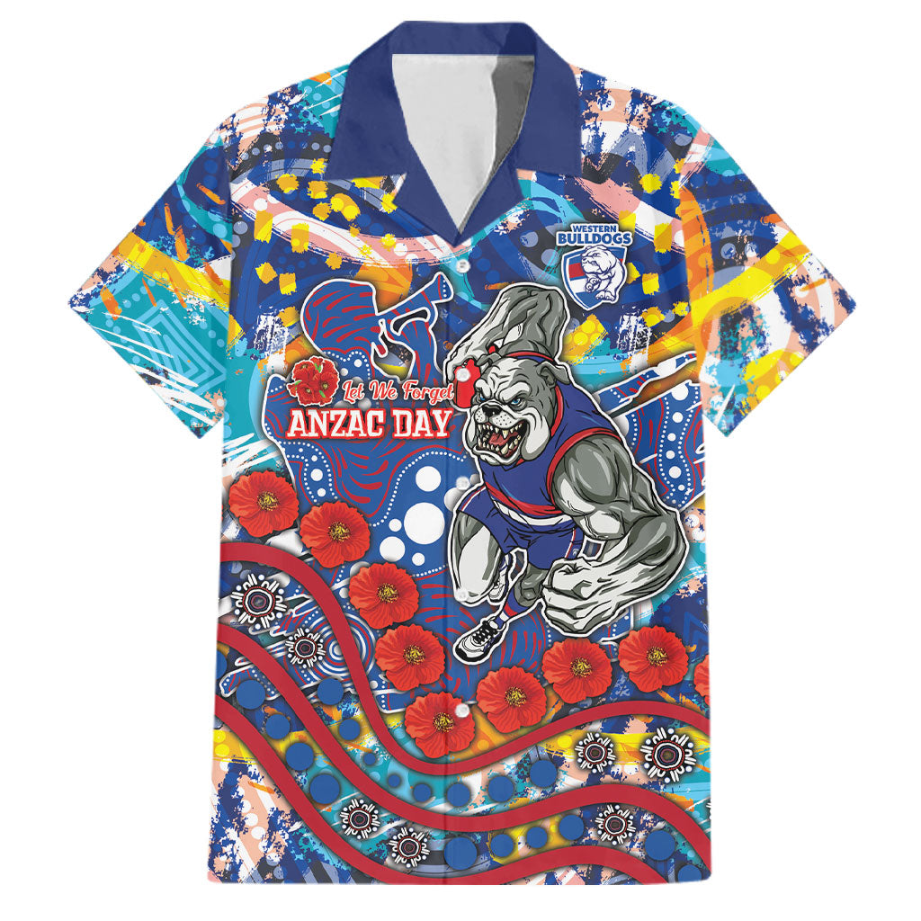 Western Bulldogs ANZAC Day Family Matching Short Sleeve Bodycon Dress and Hawaiian Shirt Aboriginal Dot Art Indigenous Australian Cultural