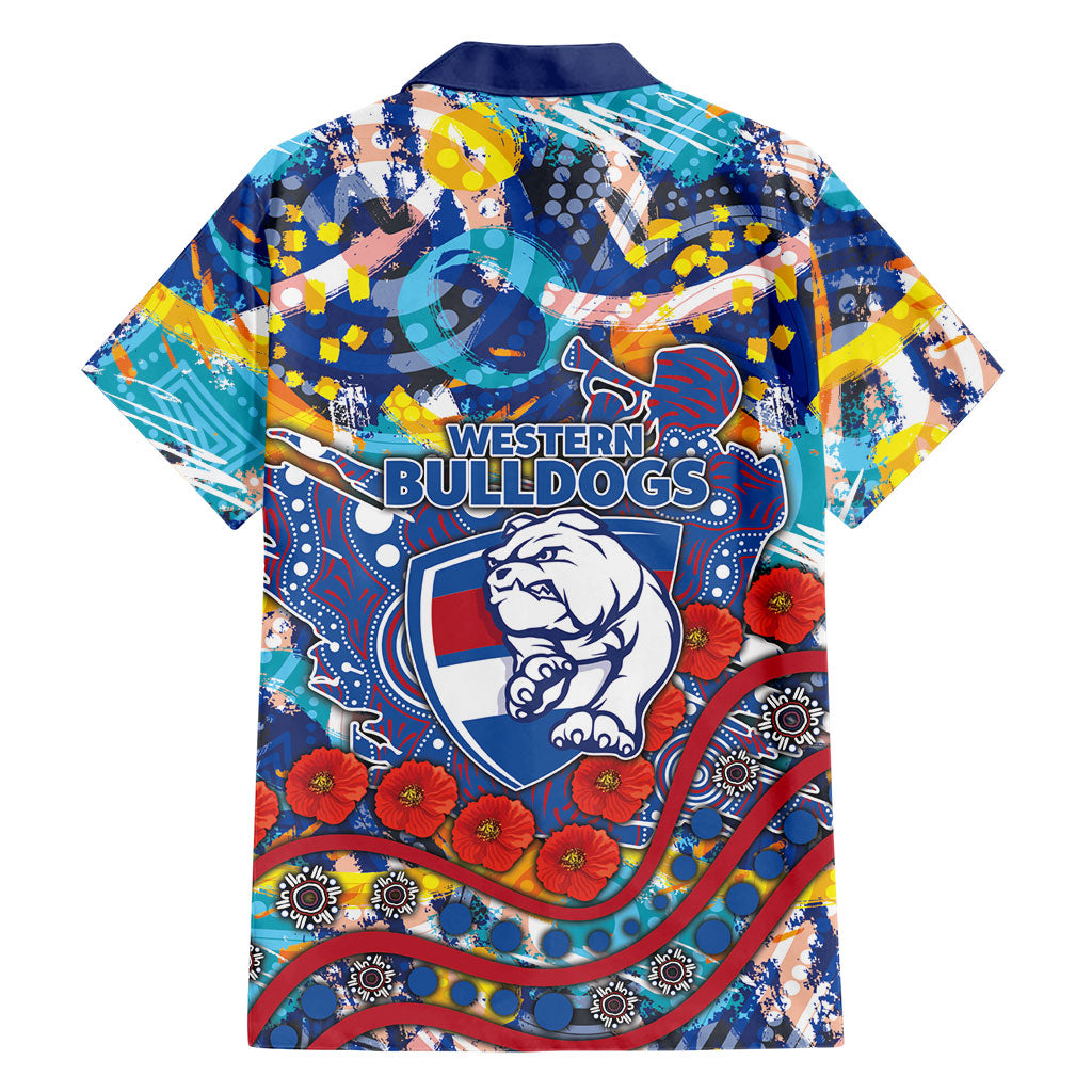 Western Bulldogs ANZAC Day Family Matching Short Sleeve Bodycon Dress and Hawaiian Shirt Aboriginal Dot Art Indigenous Australian Cultural