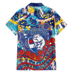 Western Bulldogs ANZAC Day Family Matching Short Sleeve Bodycon Dress and Hawaiian Shirt Aboriginal Dot Art Indigenous Australian Cultural