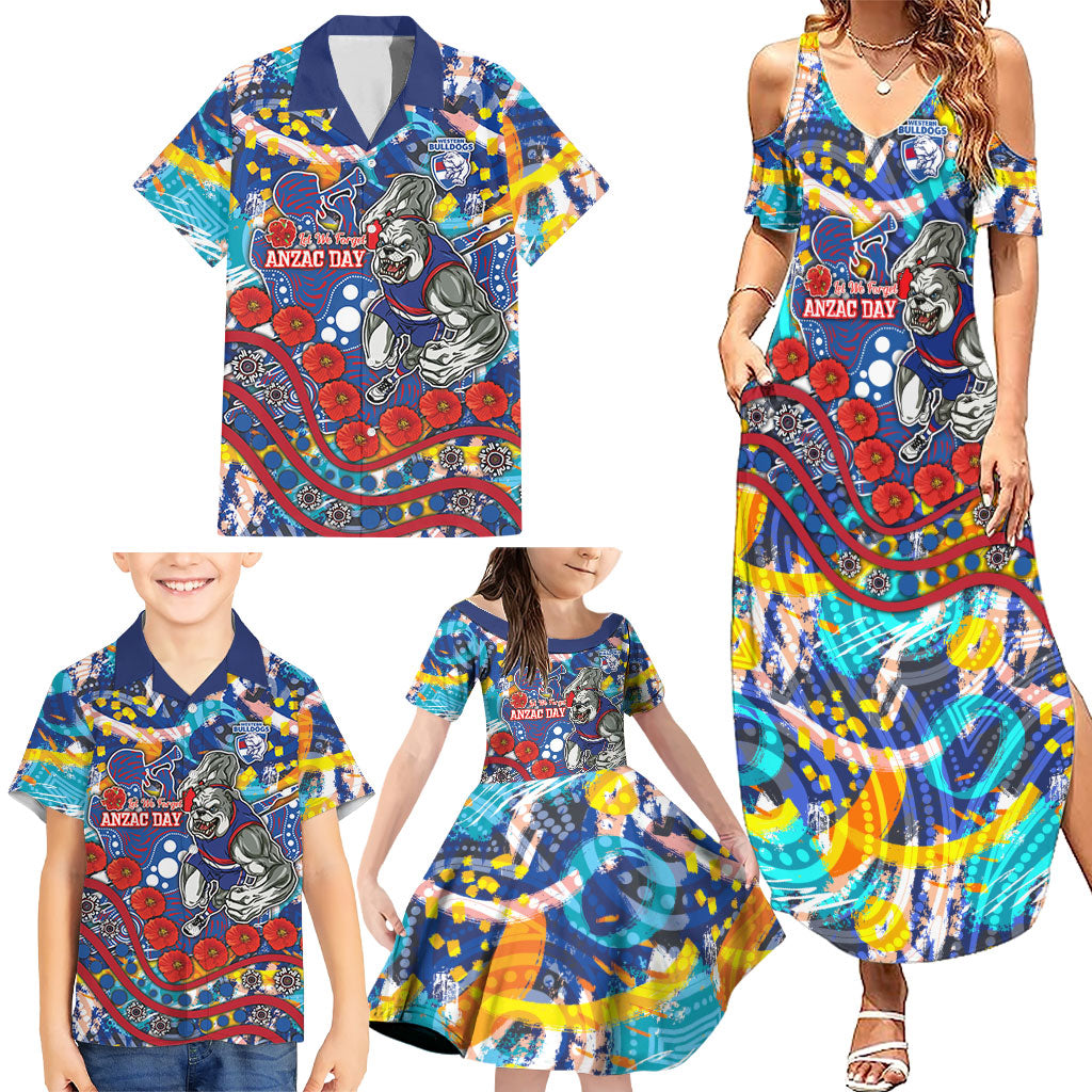 Western Bulldogs ANZAC Day Family Matching Summer Maxi Dress and Hawaiian Shirt Aboriginal Dot Art Indigenous Australian Cultural