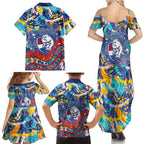 Western Bulldogs ANZAC Day Family Matching Summer Maxi Dress and Hawaiian Shirt Aboriginal Dot Art Indigenous Australian Cultural