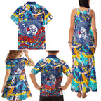 Western Bulldogs ANZAC Day Family Matching Tank Maxi Dress and Hawaiian Shirt Aboriginal Dot Art Indigenous Australian Cultural