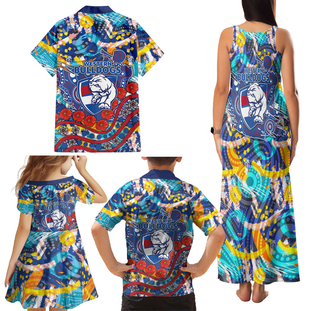 Western Bulldogs ANZAC Day Family Matching Tank Maxi Dress and Hawaiian Shirt Aboriginal Dot Art Indigenous Australian Cultural