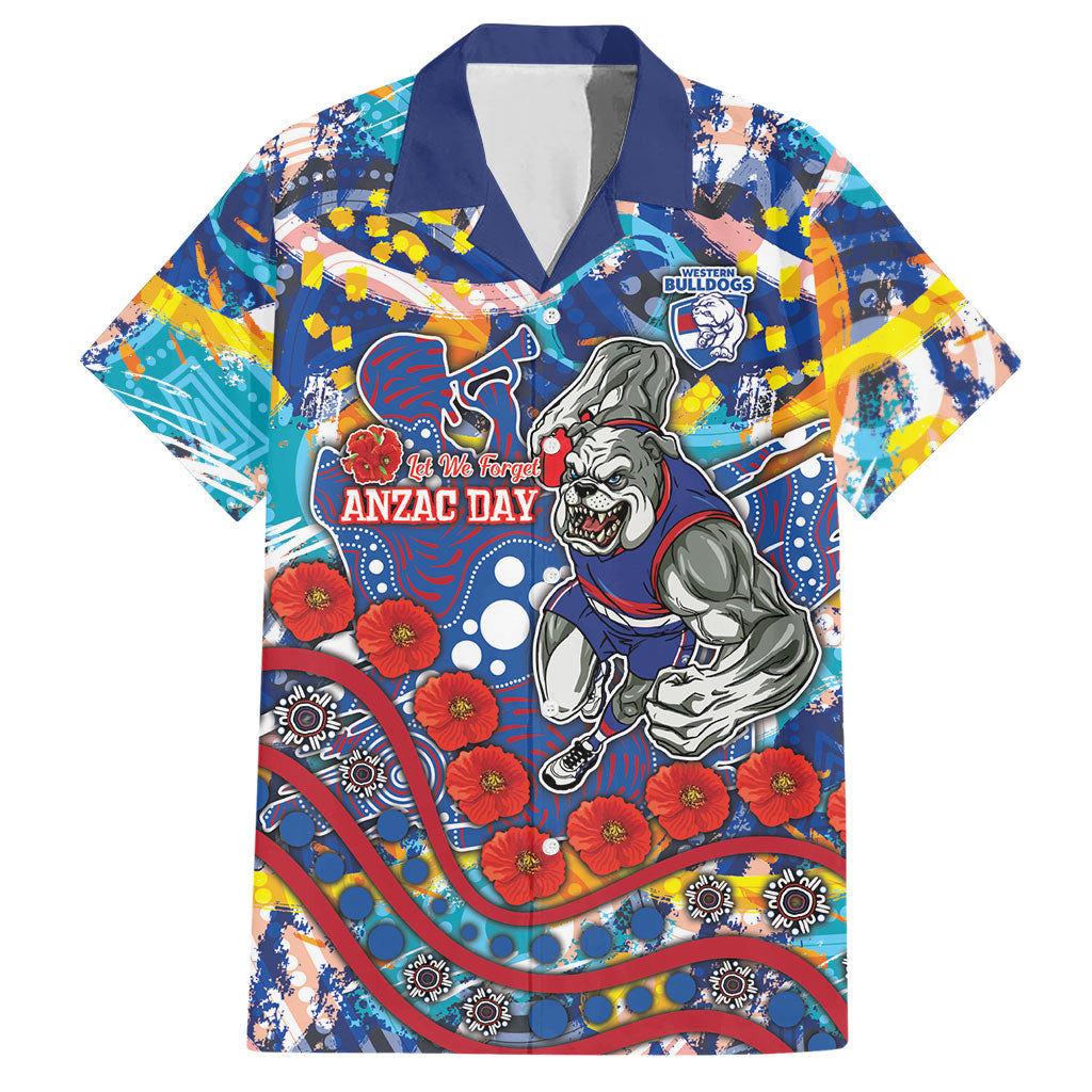 Western Bulldogs ANZAC Day Hawaiian Shirt Aboriginal Dot Art Indigenous Australian Cultural