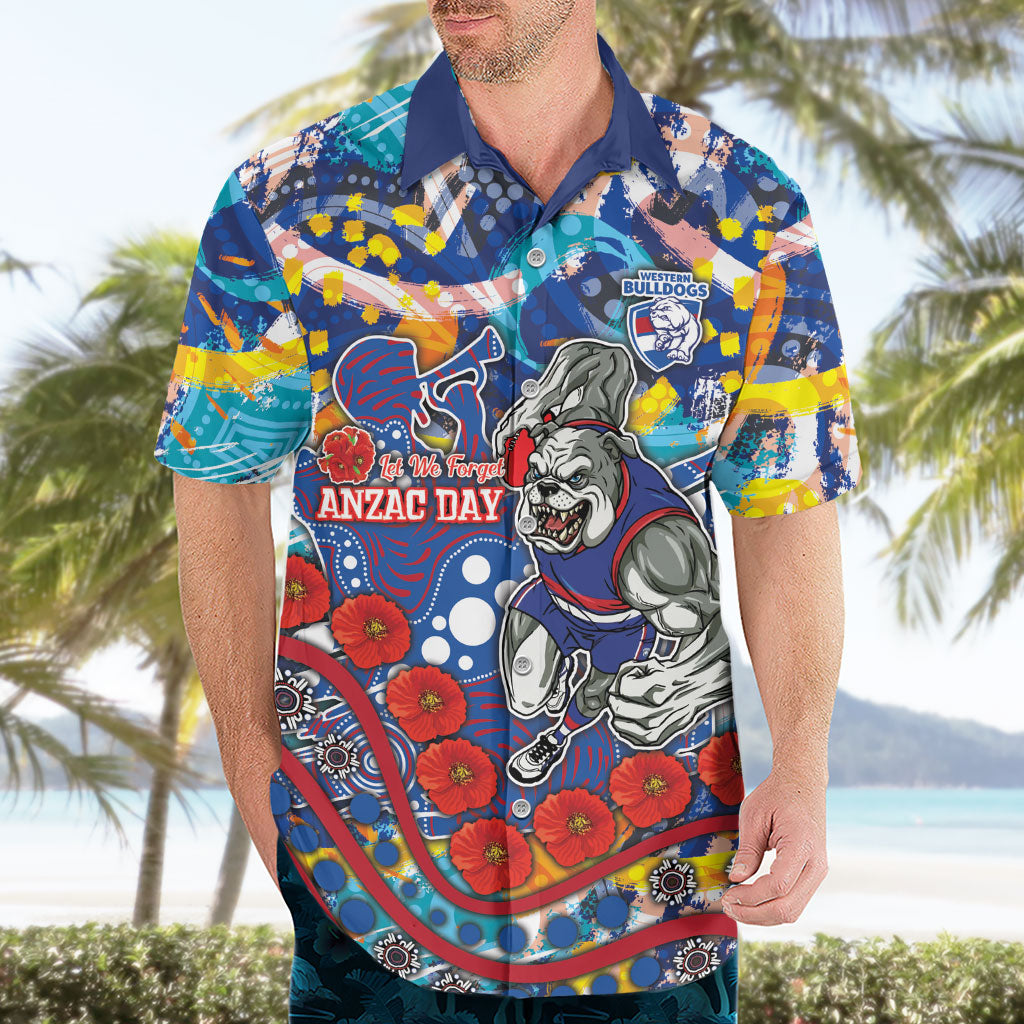 Western Bulldogs ANZAC Day Hawaiian Shirt Aboriginal Dot Art Indigenous Australian Cultural