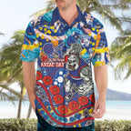 Western Bulldogs ANZAC Day Hawaiian Shirt Aboriginal Dot Art Indigenous Australian Cultural