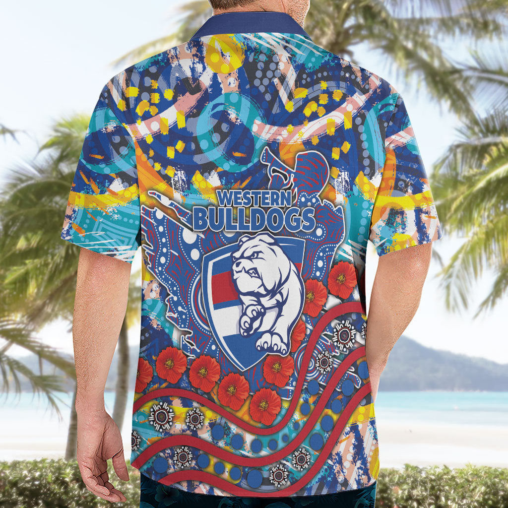 Western Bulldogs ANZAC Day Hawaiian Shirt Aboriginal Dot Art Indigenous Australian Cultural