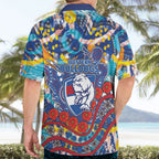 Western Bulldogs ANZAC Day Hawaiian Shirt Aboriginal Dot Art Indigenous Australian Cultural