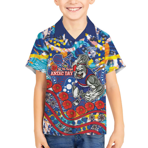 Western Bulldogs ANZAC Day Hawaiian Shirt Aboriginal Dot Art Indigenous Australian Cultural