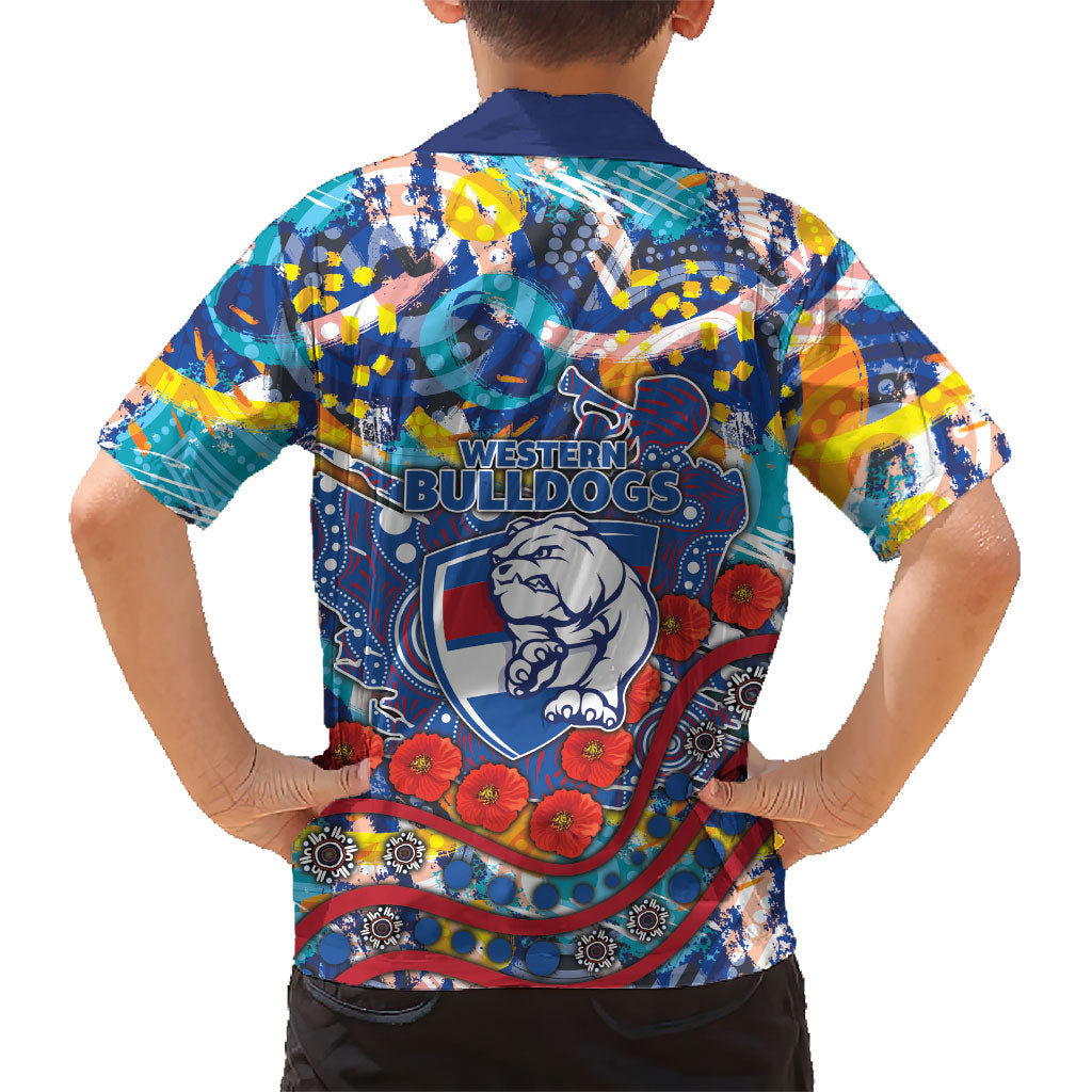 Western Bulldogs ANZAC Day Hawaiian Shirt Aboriginal Dot Art Indigenous Australian Cultural