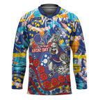 Western Bulldogs ANZAC Day Hockey Jersey Aboriginal Dot Art Indigenous Australian Cultural