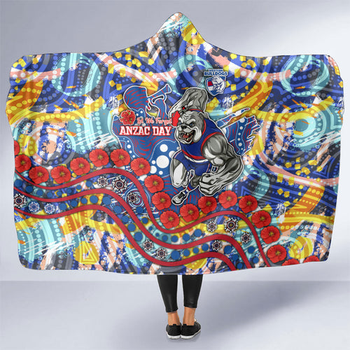 Western Bulldogs ANZAC Day Hooded Blanket Aboriginal Dot Art Indigenous Australian Cultural