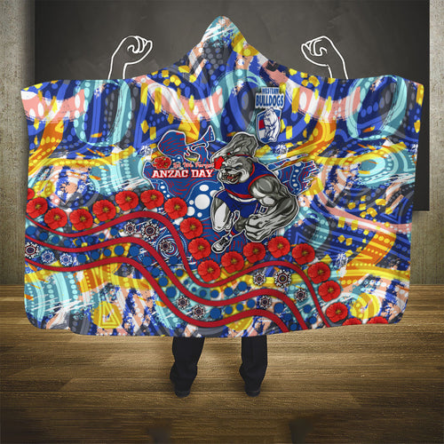 Western Bulldogs ANZAC Day Hooded Blanket Aboriginal Dot Art Indigenous Australian Cultural