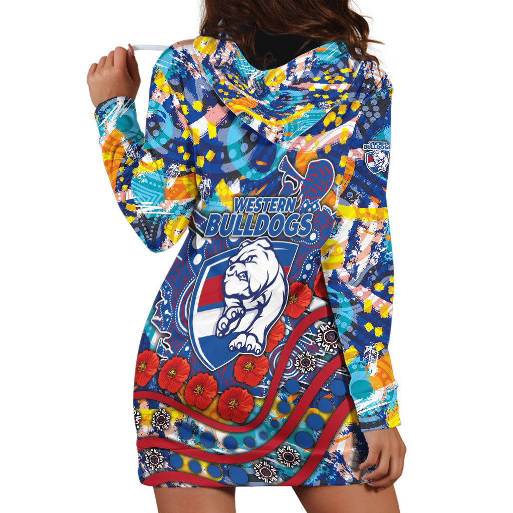 Western Bulldogs ANZAC Day Hoodie Dress Aboriginal Dot Art Indigenous Australian Cultural