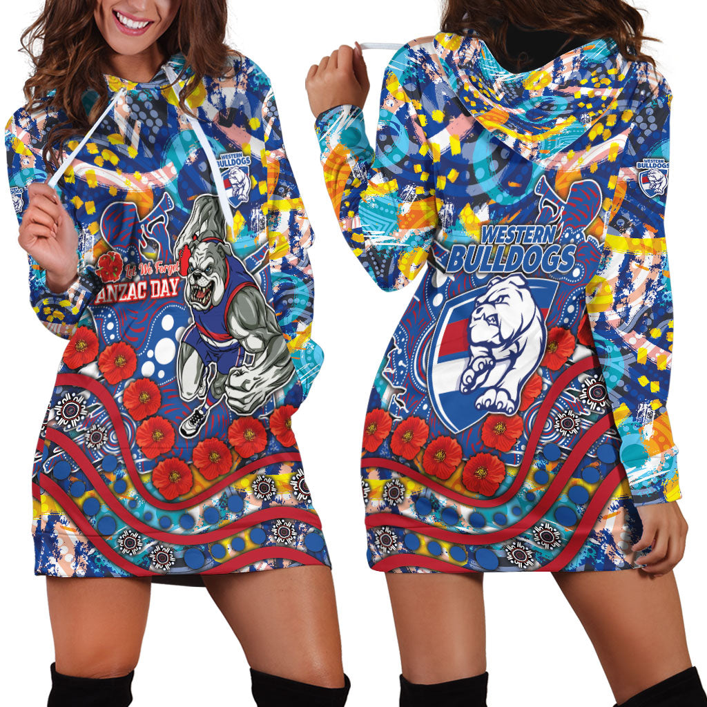 Western Bulldogs ANZAC Day Hoodie Dress Aboriginal Dot Art Indigenous Australian Cultural