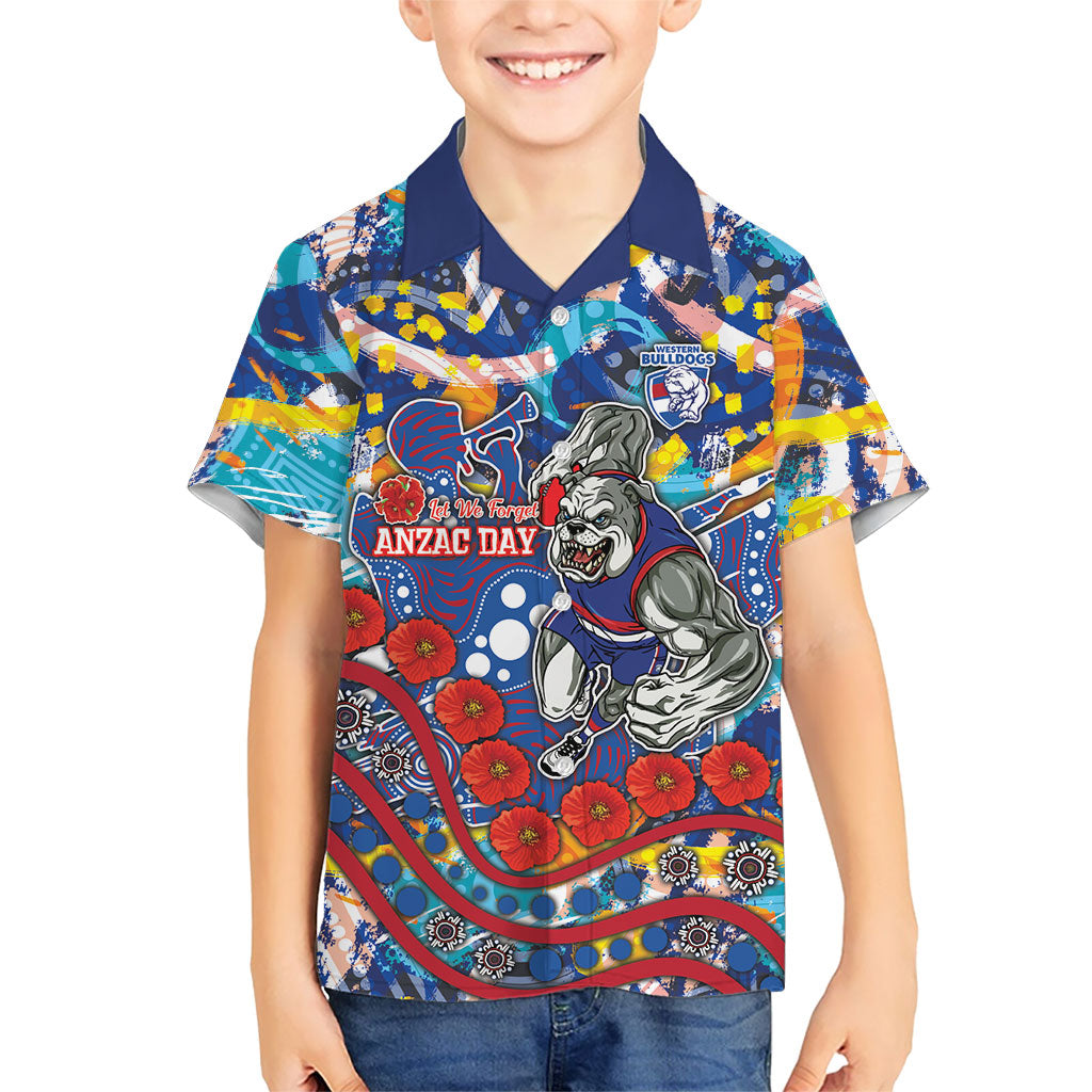 Western Bulldogs ANZAC Day Kid Hawaiian Shirt Aboriginal Dot Art Indigenous Australian Cultural