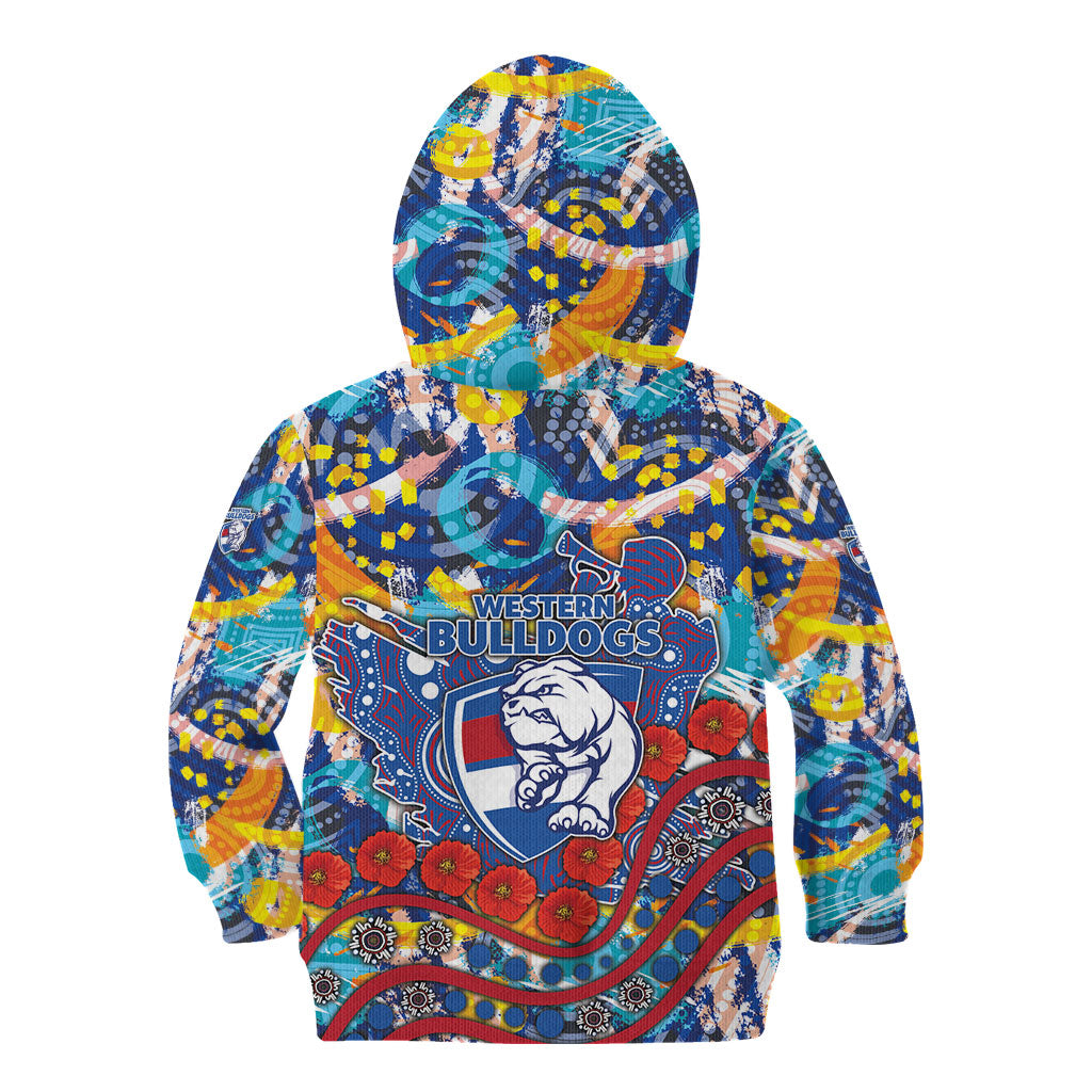Western Bulldogs ANZAC Day Kid Hoodie Aboriginal Dot Art Indigenous Australian Cultural