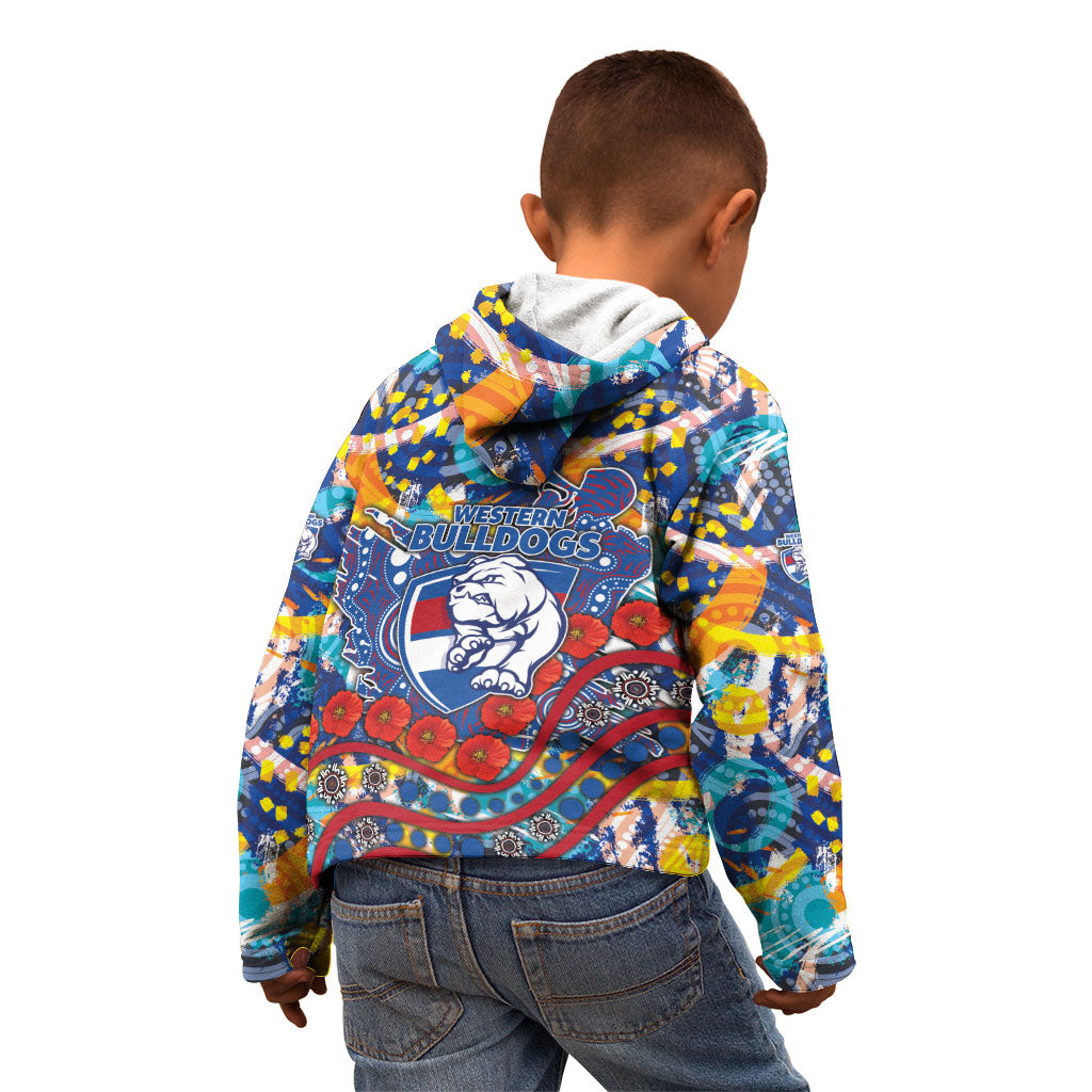 Western Bulldogs ANZAC Day Kid Hoodie Aboriginal Dot Art Indigenous Australian Cultural