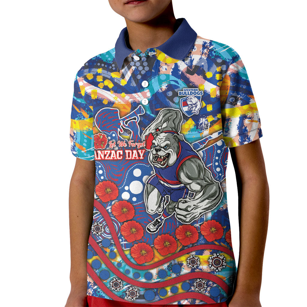 Western Bulldogs ANZAC Day Kid Polo Shirt Aboriginal Dot Art Indigenous Australian Cultural