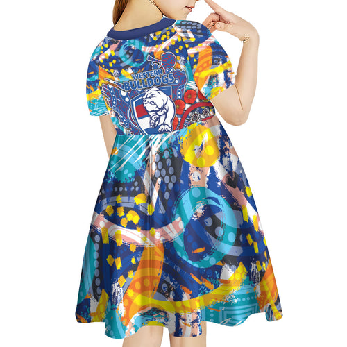 Western Bulldogs ANZAC Day Kid Short Sleeve Dress Aboriginal Dot Art Indigenous Australian Cultural