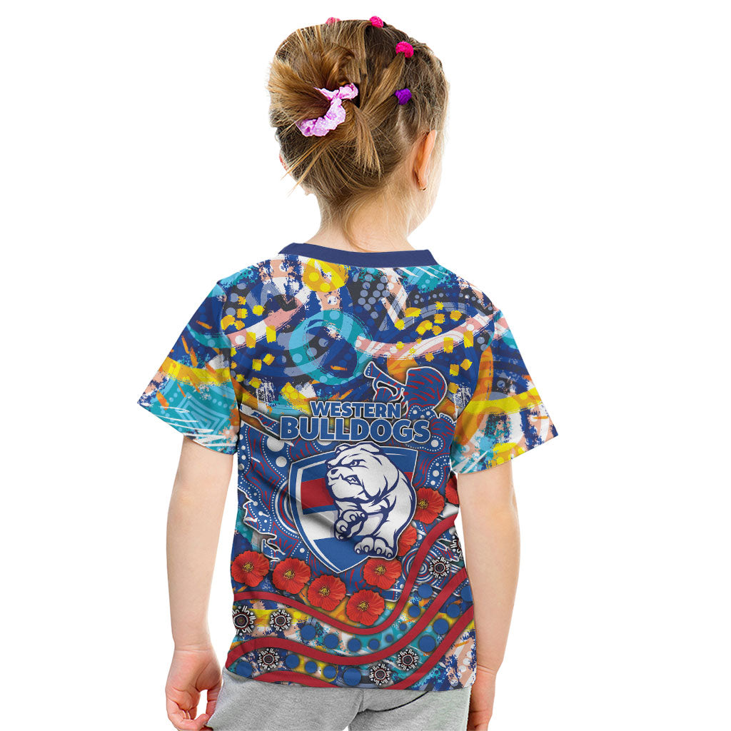 Western Bulldogs ANZAC Day Kid T Shirt Aboriginal Dot Art Indigenous Australian Cultural