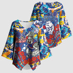 Western Bulldogs ANZAC Day Kimono Sleeve Blouse Aboriginal Dot Art Indigenous Australian Cultural