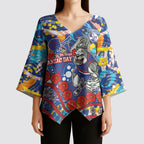 Western Bulldogs ANZAC Day Kimono Sleeve Blouse Aboriginal Dot Art Indigenous Australian Cultural
