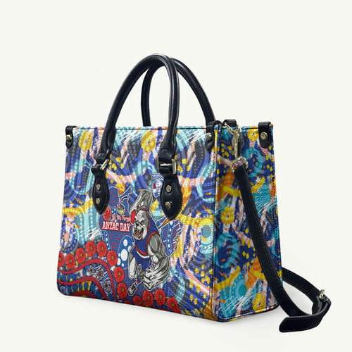 Western Bulldogs ANZAC Day Leather Bag Aboriginal Dot Art Indigenous Australian Cultural