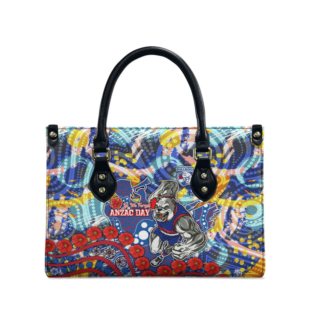 Western Bulldogs ANZAC Day Leather Bag Aboriginal Dot Art Indigenous Australian Cultural