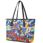 Western Bulldogs ANZAC Day Leather Tote Bag Aboriginal Dot Art Indigenous Australian Cultural