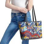 Western Bulldogs ANZAC Day Leather Tote Bag Aboriginal Dot Art Indigenous Australian Cultural