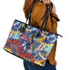 Western Bulldogs ANZAC Day Leather Tote Bag Aboriginal Dot Art Indigenous Australian Cultural