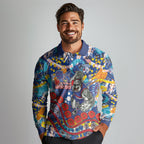 Western Bulldogs ANZAC Day Long Sleeve Polo Shirt Aboriginal Dot Art Indigenous Australian Cultural