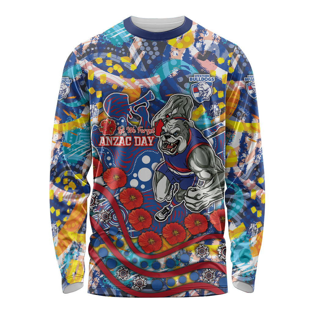 Western Bulldogs ANZAC Day Long Sleeve Shirt Aboriginal Dot Art Indigenous Australian Cultural