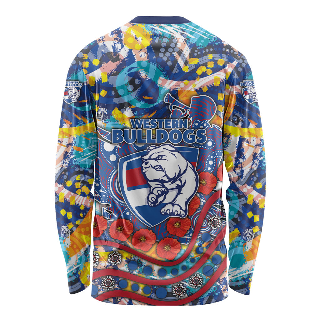 Western Bulldogs ANZAC Day Long Sleeve Shirt Aboriginal Dot Art Indigenous Australian Cultural