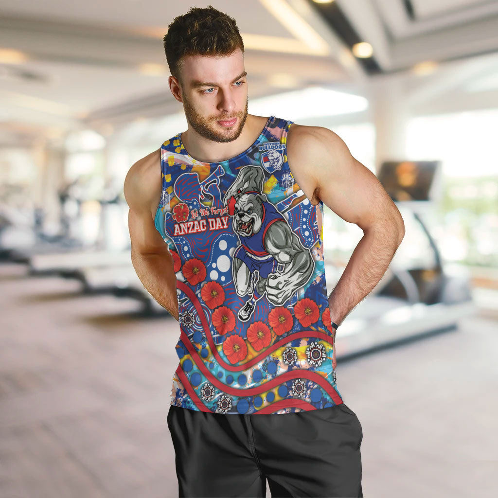 Western Bulldogs ANZAC Day Men Tank Top Aboriginal Dot Art Indigenous Australian Cultural
