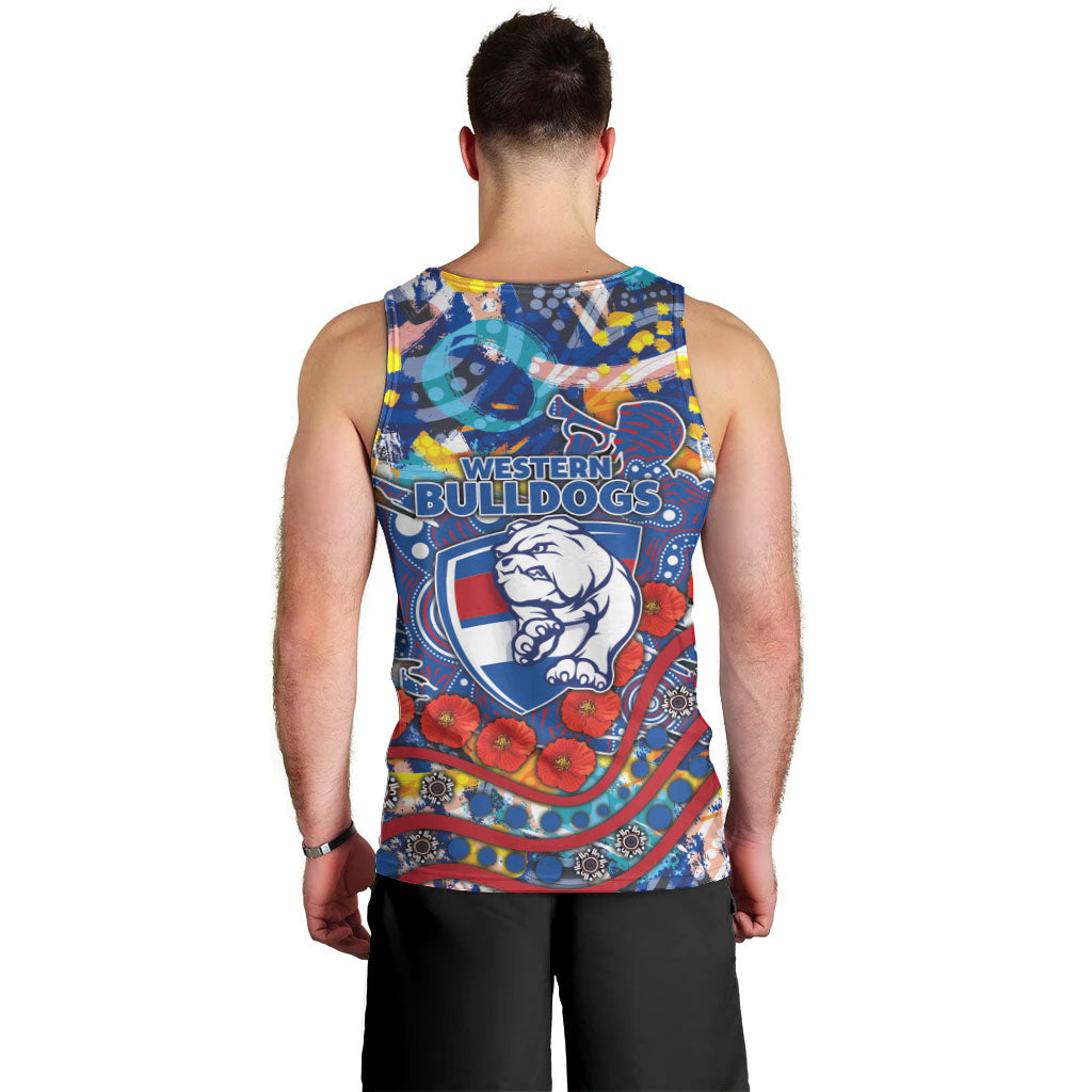 Western Bulldogs ANZAC Day Men Tank Top Aboriginal Dot Art Indigenous Australian Cultural