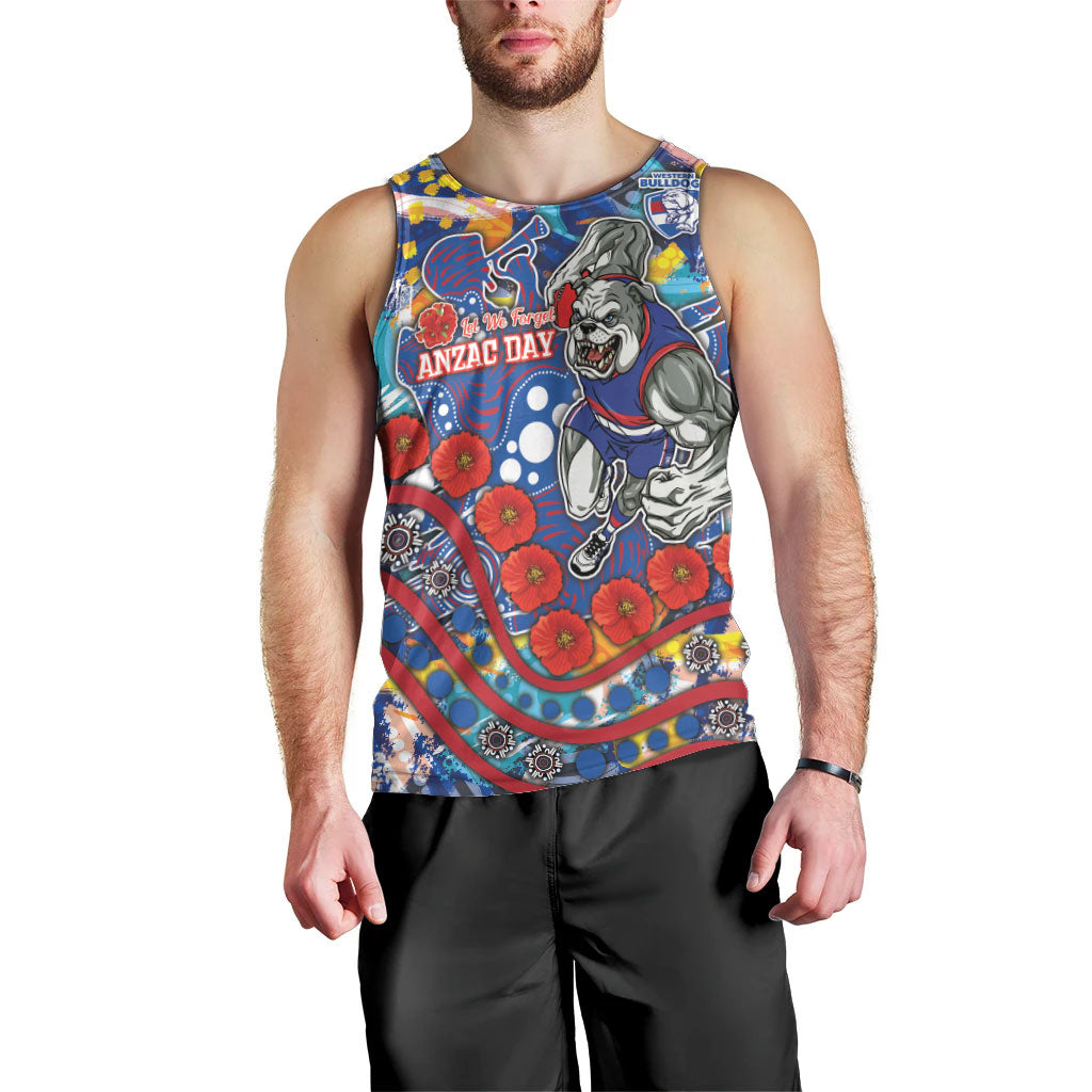 Western Bulldogs ANZAC Day Men Tank Top Aboriginal Dot Art Indigenous Australian Cultural